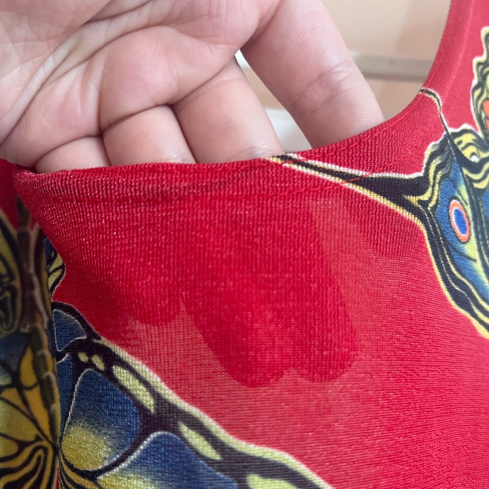 Vtg red maxi dress with butterfly - Picture 5 of 5